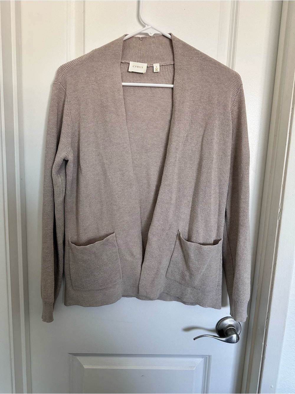 Cyrus Open-Front Pocket Cardigan - Beige
